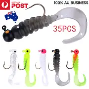 35X Rigged Soft Plastic Fishing Lure Tackle Hooks Bream Bass Lures Fishing Lure