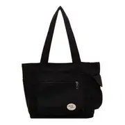 Multi-Pocket Applique Tote Bag Tote Bag - Black - One Size