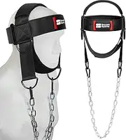 Stealth Sports Neck Harness with 88cm Adjustable Chain - 360 Degree Thick Neoprene Padded Chin & Head Straps Neck Exerciser for Weight Training & Neck Workout Head Harness for Weight Lifting