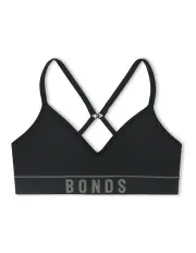 [Bonds] Kids Retro Rib Contour Crop Top in Black