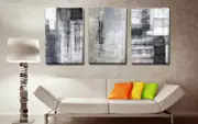 Set Of 3 black gray Stretched Canvas Prints A209
