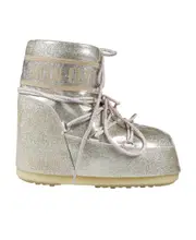 Moon Boot Icon Low Glitter Lace-Up Boots 36/38 Nude