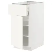 METOD / MAXIMERA base cabinet with drawer/door, white/Vallstena white, 40x60x80 cm