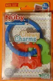 New Nuby Happy Hands Silicone Soothing Teething Keyring -Teether Keys - BPA Free
