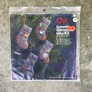 Sealed Denim Stocking Ornaments Crewel Christmas Idea Kit Columbia Minerva #7940