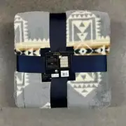 2pc Gift Set Pendleton Crossroads Southwest Aztec Throw Blanket Pillow Gray Gold