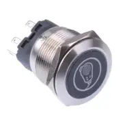 Radio' Red LED Momentary 22mm Vandal Push Button Switch SPDT 12V