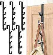Door Coat Rack, 5 Pieces x 5 Door Hooks, Black Door Hooks for Hanging, Stainless Steel Door Hook Rail for Hanging, Multifunctional Vertical Design Hanger for Clothes, Towels, Bathrobes