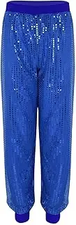 [Jugaoge] Womens Glitter Sequin Jogger Harem Pants Sweatpants Hip Hop Dance Costume Loose Trousers