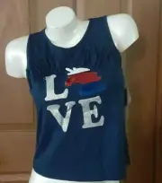 Celebrate! Patriotic Tank With Fringe Sequins & Silver Girl's Size XXL (20) NWT