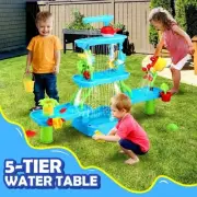 Sand Water Play Table 5 Tier Waterfall Pool Toys Sandpit Education Beach Outdoor