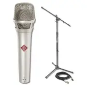 Neumann KMS 105 Condenser Handheld Vocal Microphone - Nickel with Stand & XLR