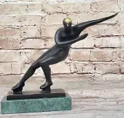 Handcrafted Mid Century Signed Original Mario Nick Ice Skater Sculpture Decor
