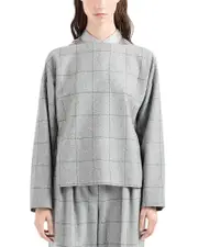 Emporio Armani Wool Flannel Trouser With Windowpane Design