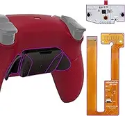 eXtremeRate Black Real Metal Buttons Version RISE4 Remap Kit for PS5 Controller BDM-030 040 050, Rubberized Grip Redesigned Volcanic Red Back Shell, Upgrade Board & 4 Back Buttons for PS5 Controller