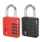 4 Digit Combination Padlock, Zinc Alloy Resettable Combination Lock Black Red