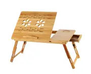Deluxe Bamboo Laptop Table Bed Desk Table Foldable Workstation Studying Table 55cm*35cm*30cm