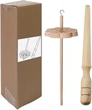 Yarn spindle - Portable yarn holder, rotating wool ball holder - wooden spindle set made of beech with nostepinne & wool yarn spool, approx. 28-30 cm, ideal for knitting, crocheting, weaving & creativ