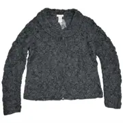 Sundance Women's Applique Embroidered Floral Sweater Mohair Blend Charcoal XS