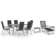 10 Piece Garden Dining Set Black and Silver vidaXL