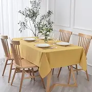 maxmill Rectangle Textured Tablecloth Waterproof Spillproof Wrinkle Free Table Cloth, Kitchen Dining Tabletop Decoration, Fabric Table Cover for Outdoor and Indoor Use, 52 x 70 Inch, Ochre Yellow