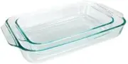 Pyrex Basics Clear Oblong Glass Baking Dishes, 2 Piece Value-plus Pack Set Made