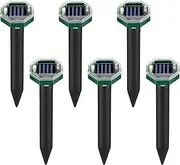Solar Gopher Repeller, Snake Repeller Ultrasonic Outdoor, 6X Waterproof Deterring Stakes, Repelling Device Spikes for Yard, Garden, Lawn
