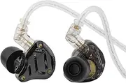 Linsoul KZ ZS10 PRO 2 In Ear Monitor IEM, 1DD+4BA Hybrid Wired Earbuds, with 4-Level Tuning Switch, 3-Way Crossover Gaming Earbuds, Silver-plated IEM Cable for Musician Audiophile (Black, Without Mic)