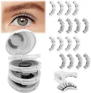Magnetic Eyelashes Natural Lashes Magnetic False Eyelashes with Applicator Cat Eye Wispy Eyelashes Durable 4 Pair Magnetic Lashes Wispy Reusable Eyelashes without Glue(Magnetic Eyelashes 24P+KS01)