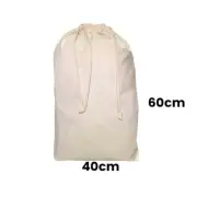 Calico Drawstring Bag Natural Size 12, 60cmx40cm