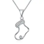 Veile Studios Zircon Christmas Necklace In The Shape Of Socks Silver Necklaces & Pendants