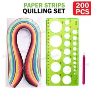 200x 10mm Paper Quilling Strips + Ruler + Tool Set Lucky Star Paper Craft DIY AU
