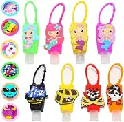 KINIA 8 Pack Empty MERMAID PIRATE Kids Hand Sanitizer Travel Size Keychain Carriers, 8-1 fl oz Flip Cap Reusable Portable Empty Bottles (8-Variety Pack MERMAID PIRATE)