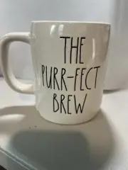 NEW 2024 Rae Dunn 2 Sided “THE PURR-FECT BREW” On Front, Cat On Back Mug-No CHIP