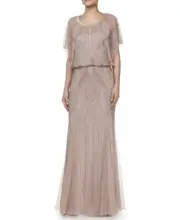Aidan Mattox NEW Embellished Dolman Sleeve Chiffon Beaded Gown Size 12 $595.00