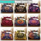 Bohemian Floral Mandala Hand Indian Moon Sun Quilt/Duvet/Doona Cover Bedding Set