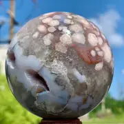 1.13LB Natural Sakura Flower Agate QUARTZ Sphere Crystal Ball Healing