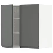 METOD wall cabinet with shelves/2 doors, white/Voxtorp dark grey, 60x37x60 cm