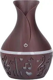 Essential Oil Diffuser, 300ml Aroma Diffuser, Touch Sensitive Wood Grain Cool Mist Humidifier with 7 Colors Lights and 6 Hour Long Runtime, Auto Off and BPA , Dark Brown