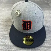 Detroit Tigers Hat Cap Mens Fitted 7 1/8 New Era 70th Anniversary Pin Wool