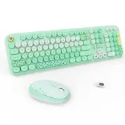 Wireless Keyboard and Mouse Combo - 2.4G Full-Sized Cute Colorful Retro Keybo...