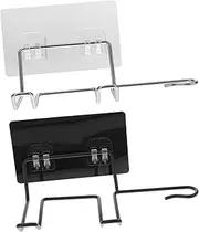 Beaupretty 2pcs Bathroom Hair Dryer Storage Rack Traceless Adhesive Bracket for Wall Non-rusting Organizer for Bathroom Kitchen and Hair Salon Easy to Install Compatible Smooth