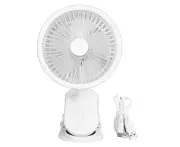 Usb Desk Clip On Fan Strong Wind 5 Blades Low Noise Portable Rechargeable Clip On Fan With Night Light White