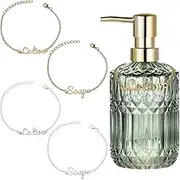OLYCRAFT 4 Pcs Soap Chain Labels Lotion and Soap Dispenser Chain Labels Gold Silver Soap Tags Lotion Bottle Tags for Farmhouse Rustic Decor Bathroom Kitchen