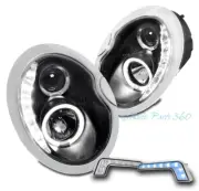 For 02-06 Mini Cooper LED Halo Projector Black Headlights Lamp w/Bumper Blue DRL (for: Mini)