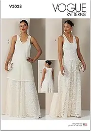 [Vogue] Paper Pattern V2028H5 Misses’ Dress and Overdress H5(6-8-10-12-14)
