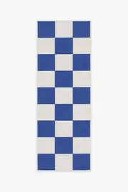75' x 215' | Machine Washable Runner Rug | Kid & Pet Friendly | Indoor Rug | Jaque Checkered Blue Outdoor Rug | Ruggable