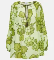 [Etro] Etro Printed ramie tunic AU 18 green