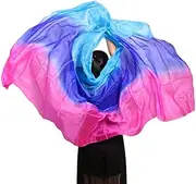 [KGVSLIXYT] Belly Dance Veil Belly Dance Fan, Coin Belt Silk Belly Dance Veil 200/250/270cm Handmade Dyed Scarf Shawl Red Orange Yellow Black Gradient Dance Accessories(Light Green,250x114cm)