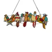 23.7" Antique Vintage Style Bird Stained Glass Window Hanging Panel Suncatcher
